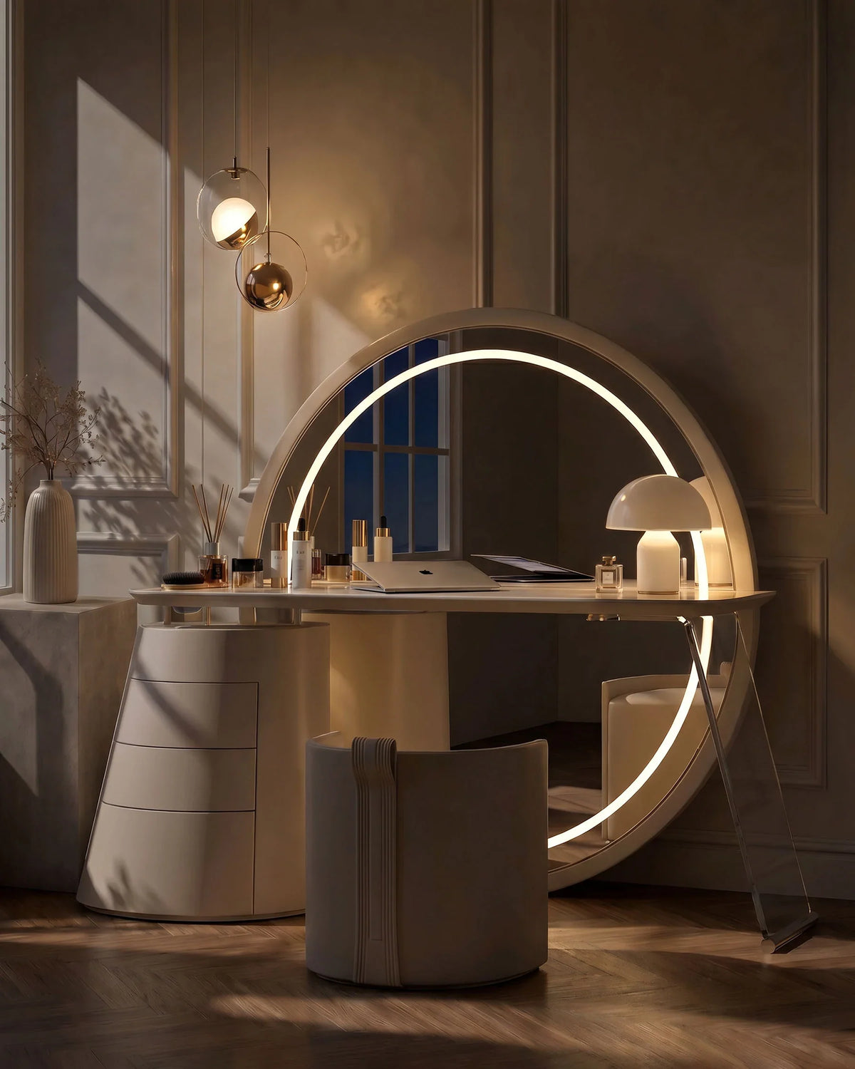 Bellano LED Dressing Table with Full-Length Mirror