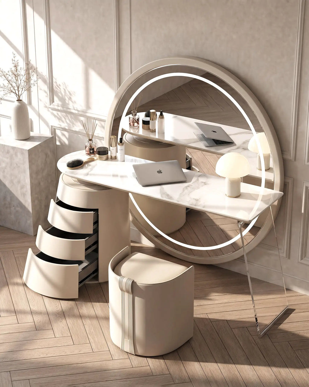 Bellano LED Dressing Table with Full-Length Mirror