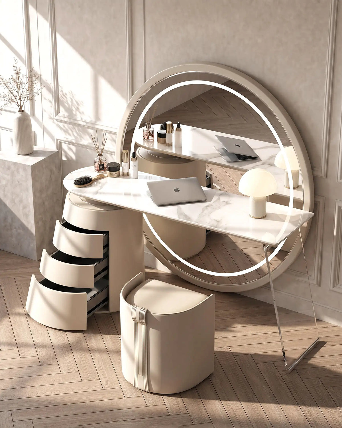 Bellano LED Dressing Table with Full-Length Mirror