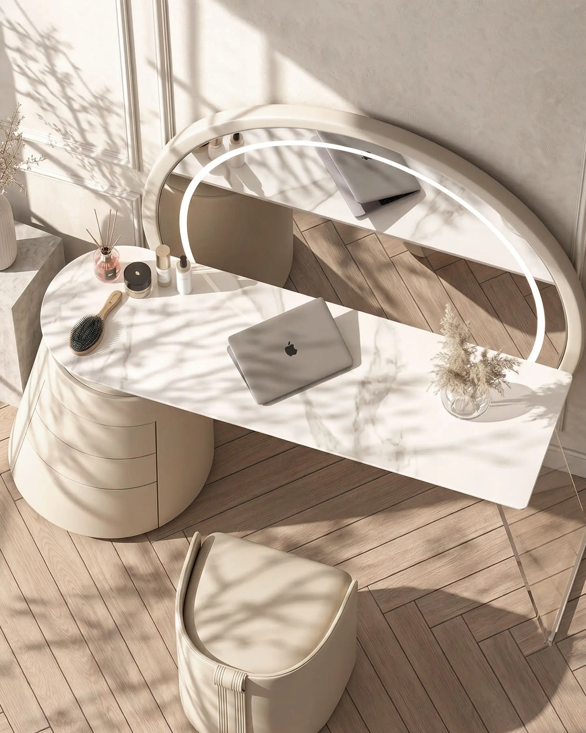 Bellano LED Dressing Table with Full-Length Mirror