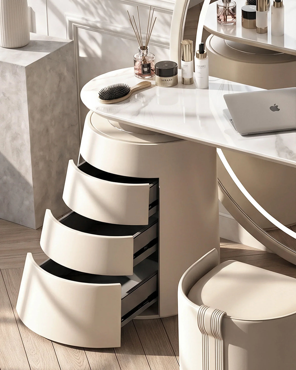 Bellano LED Dressing Table with Full-Length Mirror