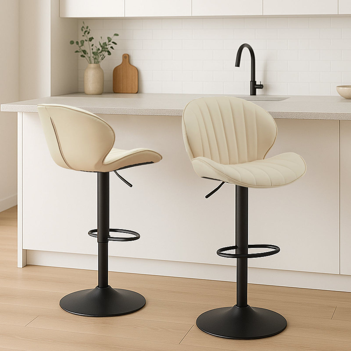 Caryol Adjustable Faux Leather Bar Stools – Set of 2