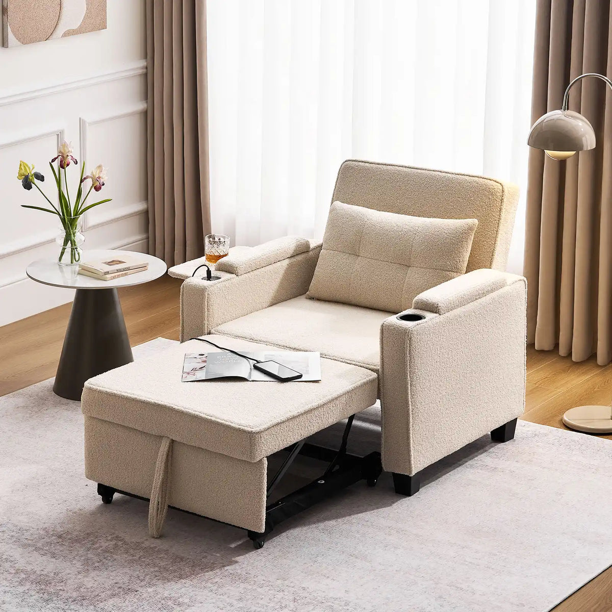 Clarkson Bouclé Sleeper Armchair