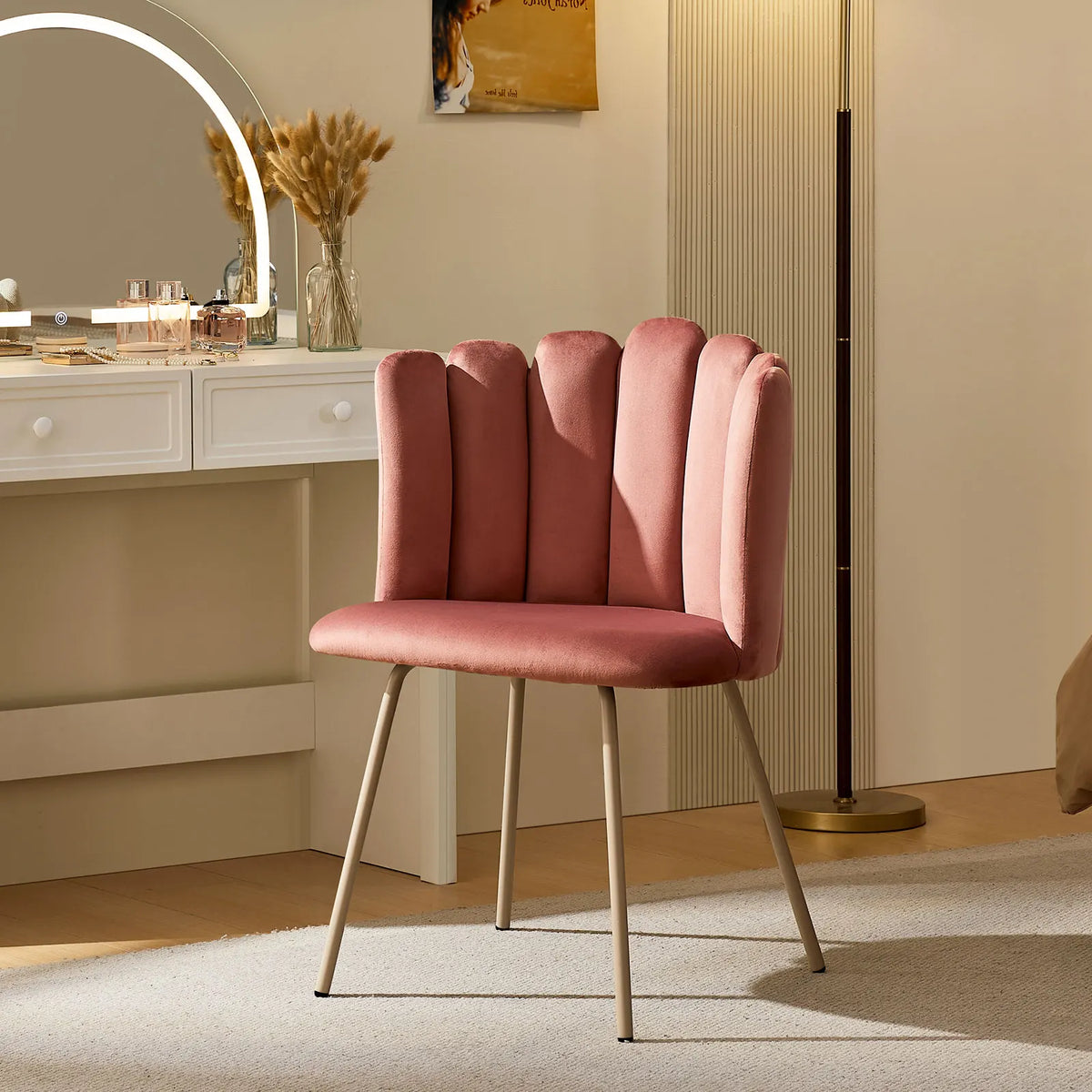 Fleur Blush Pink Velvet Side Chair