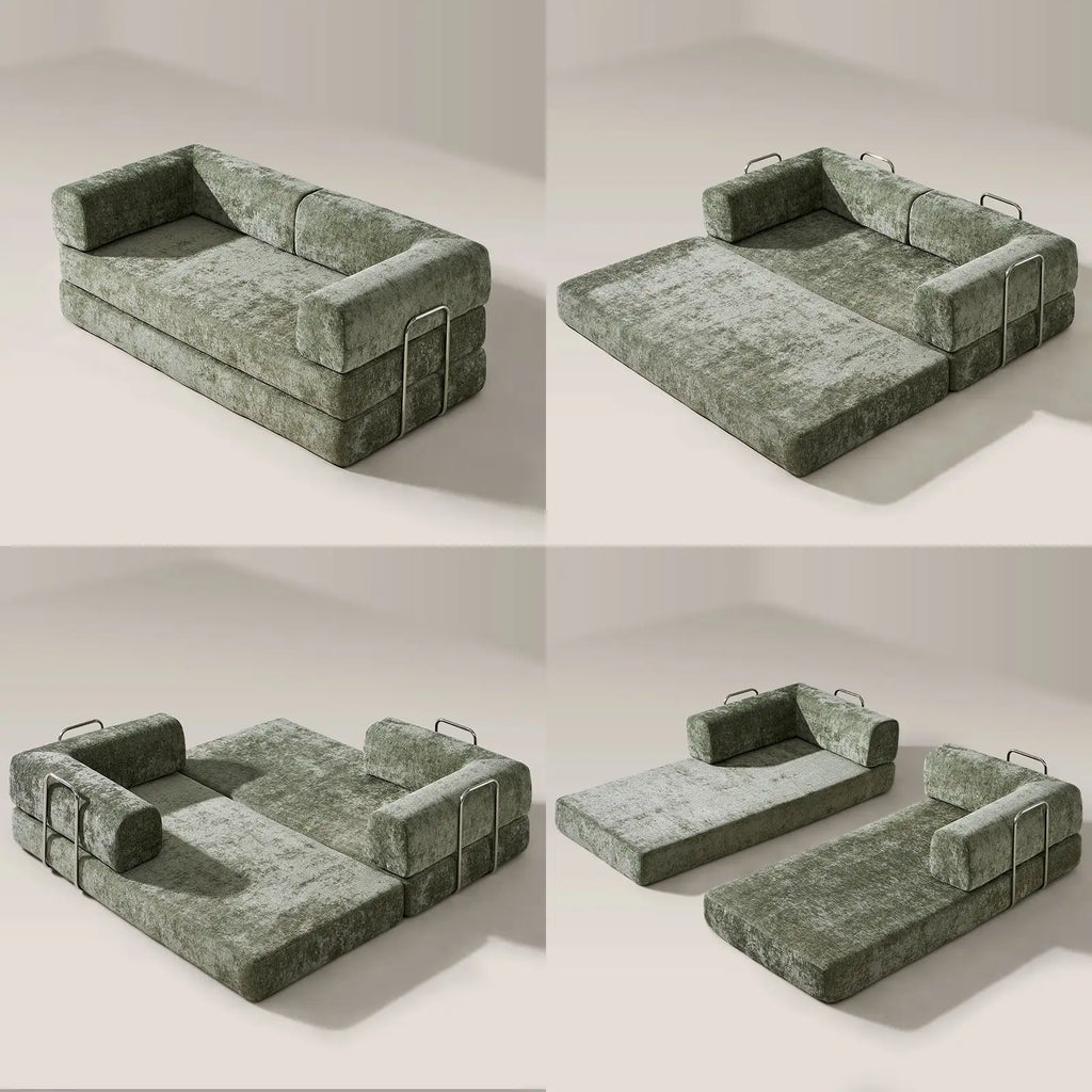 Hugo Moss Green Chenille Sofa Bed