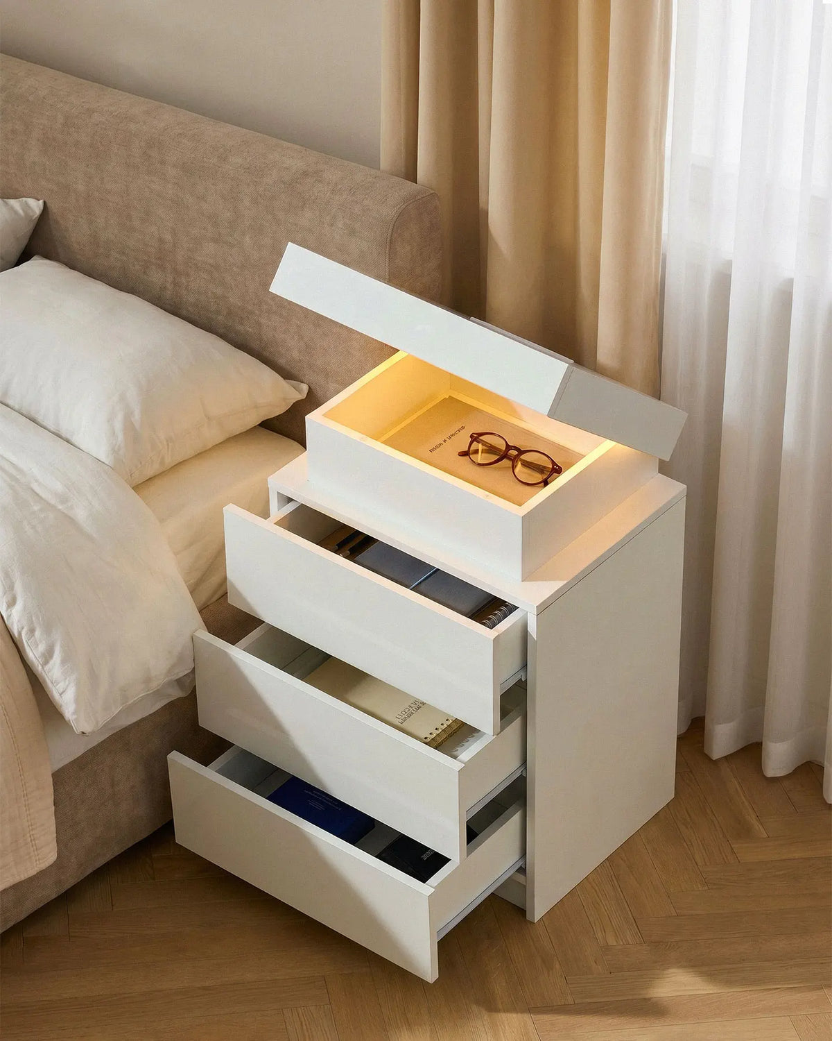 Kumar RGB Bedside Table with Charging