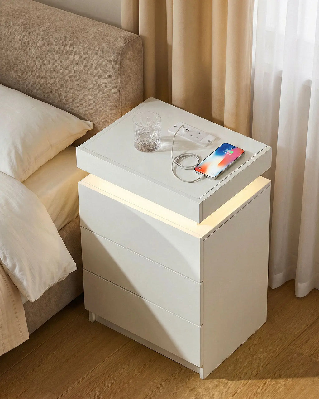 Kumar RGB Bedside Table with Charging