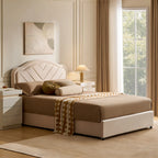 Luniva Cream LED Ottoman Storage Bed