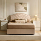 Luniva Cream LED Ottoman Storage Bed