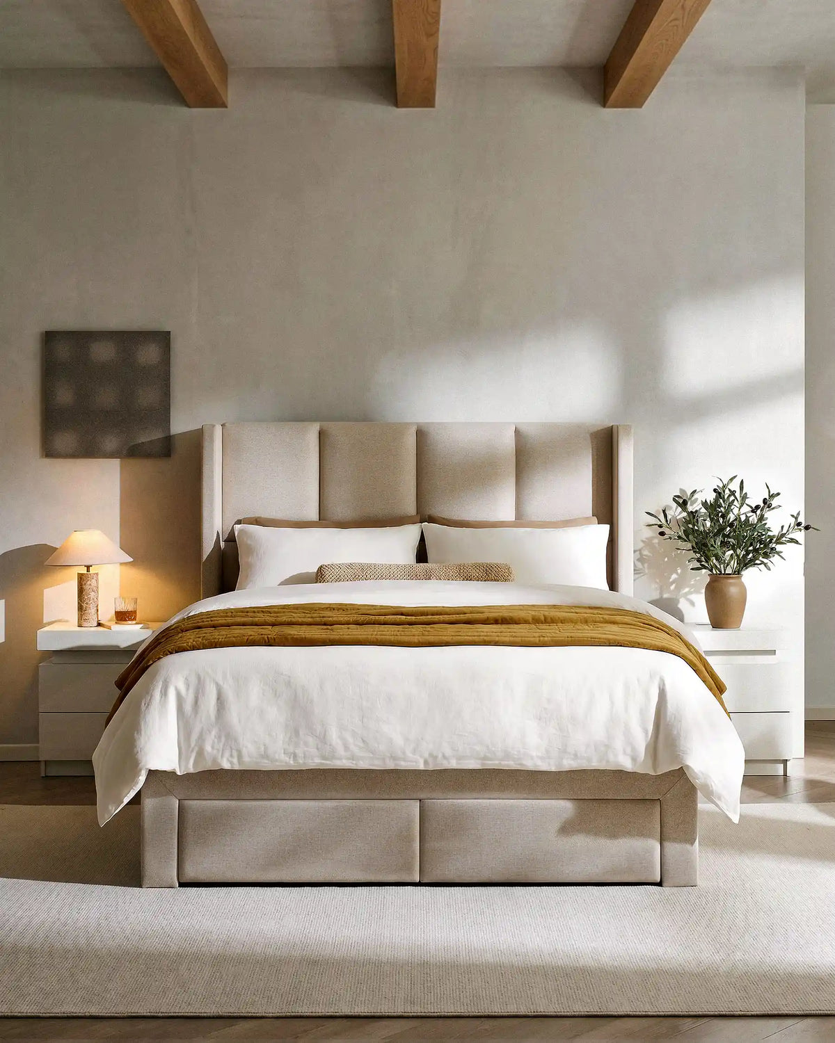 Luvon Upholstered Double Bed with Storage