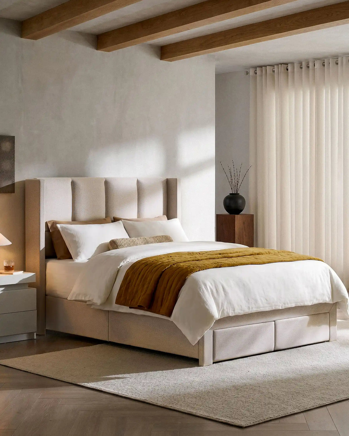 Luvon Upholstered Double Bed with Storage