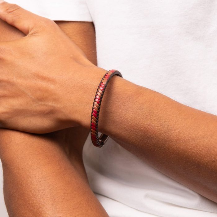 Fred Bennett Multi-Tone Woven Leather Bracelet-1