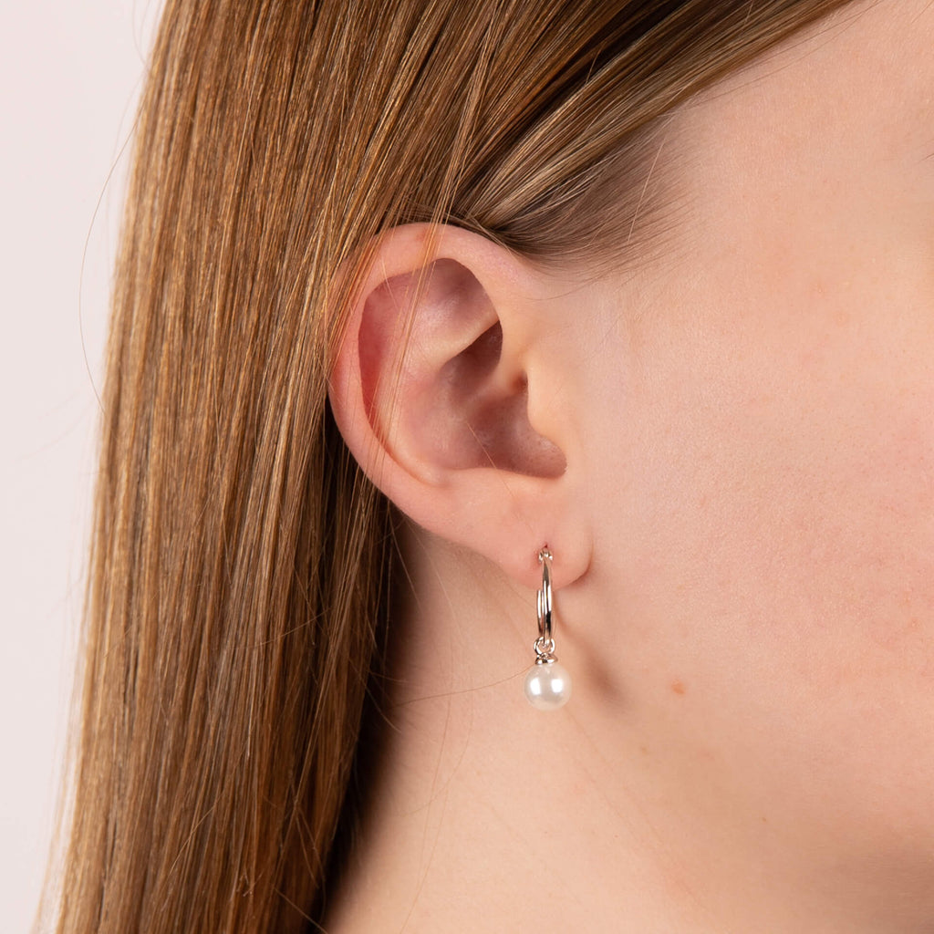 Diamonfire Assembled Hoop Earrings with Shell Pearl-1