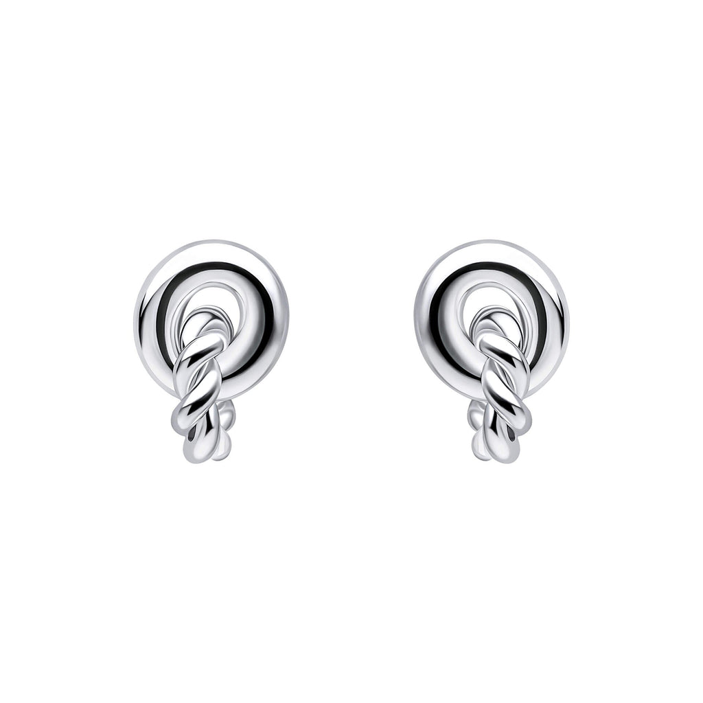 Beginnings Plain and Rope Linked Circles Stud Earrings-0
