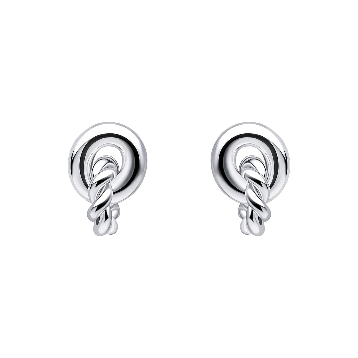 Beginnings Plain and Rope Linked Circles Stud Earrings-0