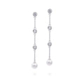 Diamonfire Zirconia and Shell Pearl Chain Drop Earrings-0