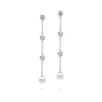 Diamonfire Zirconia and Shell Pearl Chain Drop Earrings-0