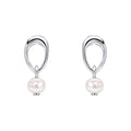 Beginnings Open Organic Oval and Freshwater Pearl Drop Earrings-0