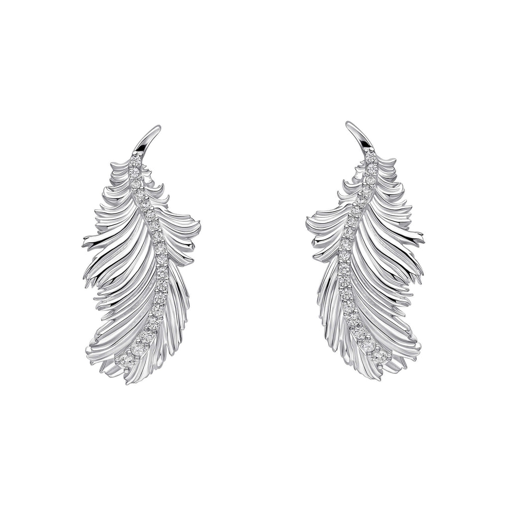 Laura Ashley Silver Plume Feather Stud Earrings-0