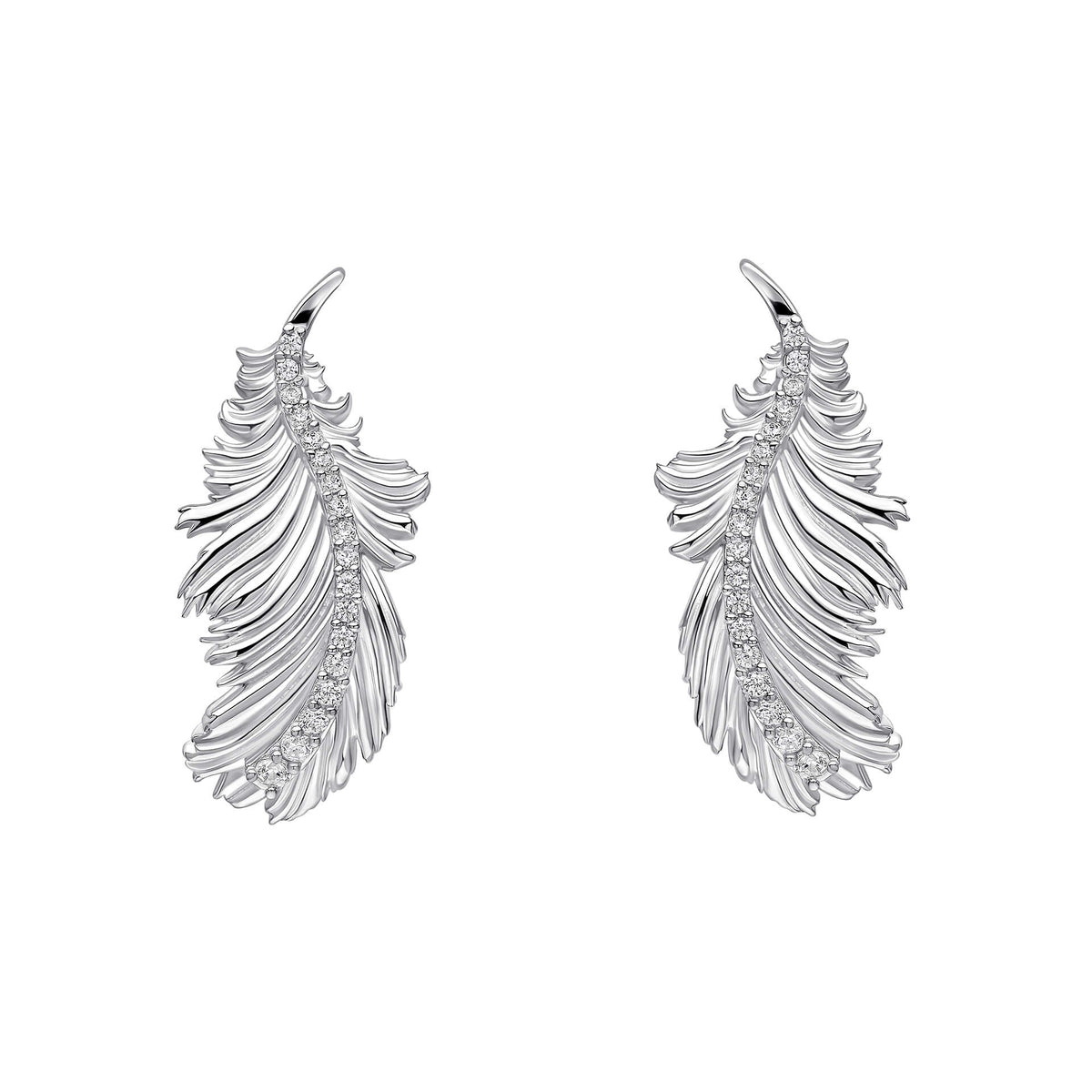 Laura Ashley Silver Plume Feather Stud Earrings-0