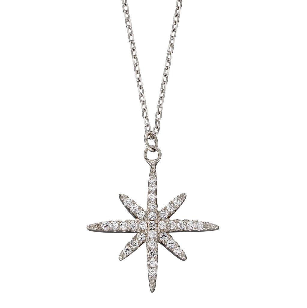 Beginnings Pave Set Cubic Zirconia Starburst Necklace-0