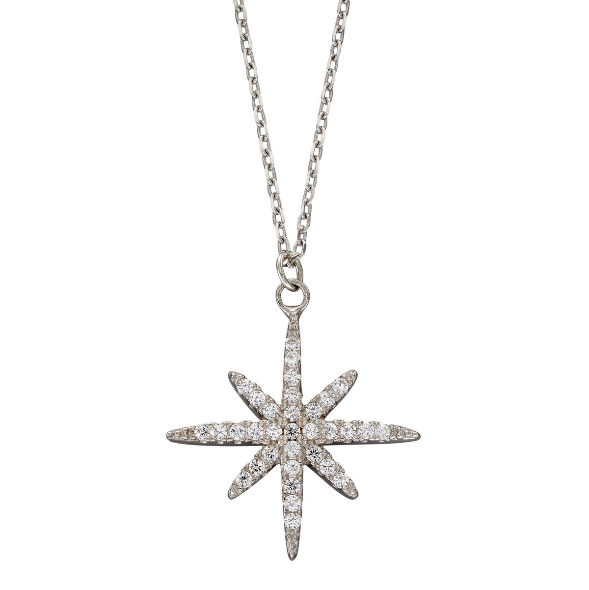Beginnings Pave Set Cubic Zirconia Starburst Necklace-0