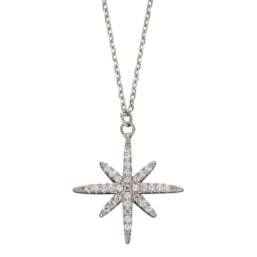 Beginnings Pave Set Cubic Zirconia Starburst Necklace-0