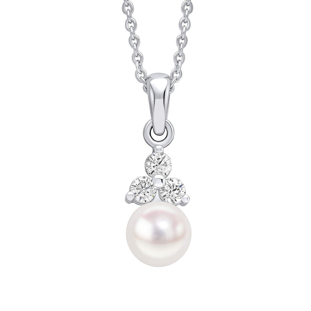 Beginnings Shell Pearl Drop Pendant with Cubic Zirconia-0
