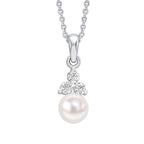 Beginnings Shell Pearl Drop Pendant with Cubic Zirconia-0