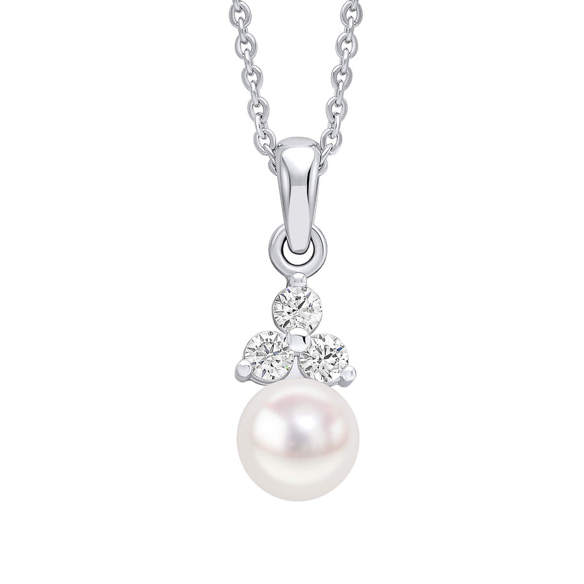 Beginnings Shell Pearl Drop Pendant with Cubic Zirconia-0