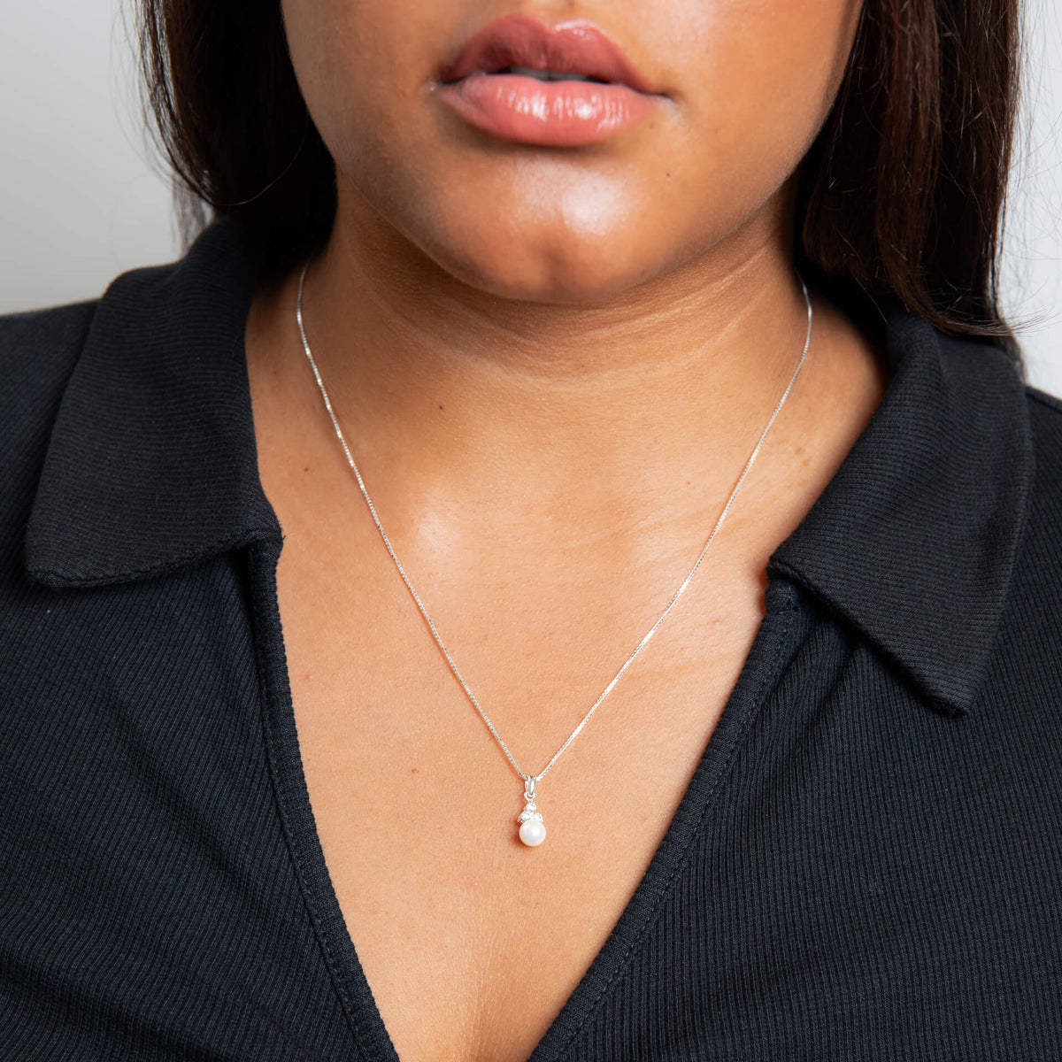 Beginnings Shell Pearl Drop Pendant with Cubic Zirconia-1