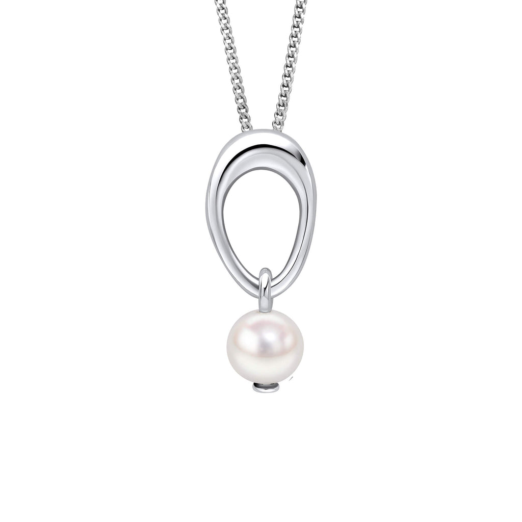 Beginnings Open Organic Oval and Freshwater Pearl Drop Pendant-0