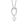Beginnings Open Organic Oval and Freshwater Pearl Drop Pendant-0