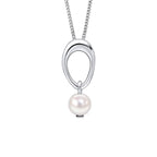 Beginnings Open Organic Oval and Freshwater Pearl Drop Pendant-0