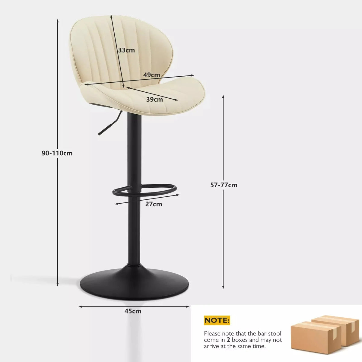 Caryol Adjustable Faux Leather Bar Stools – Set of 2