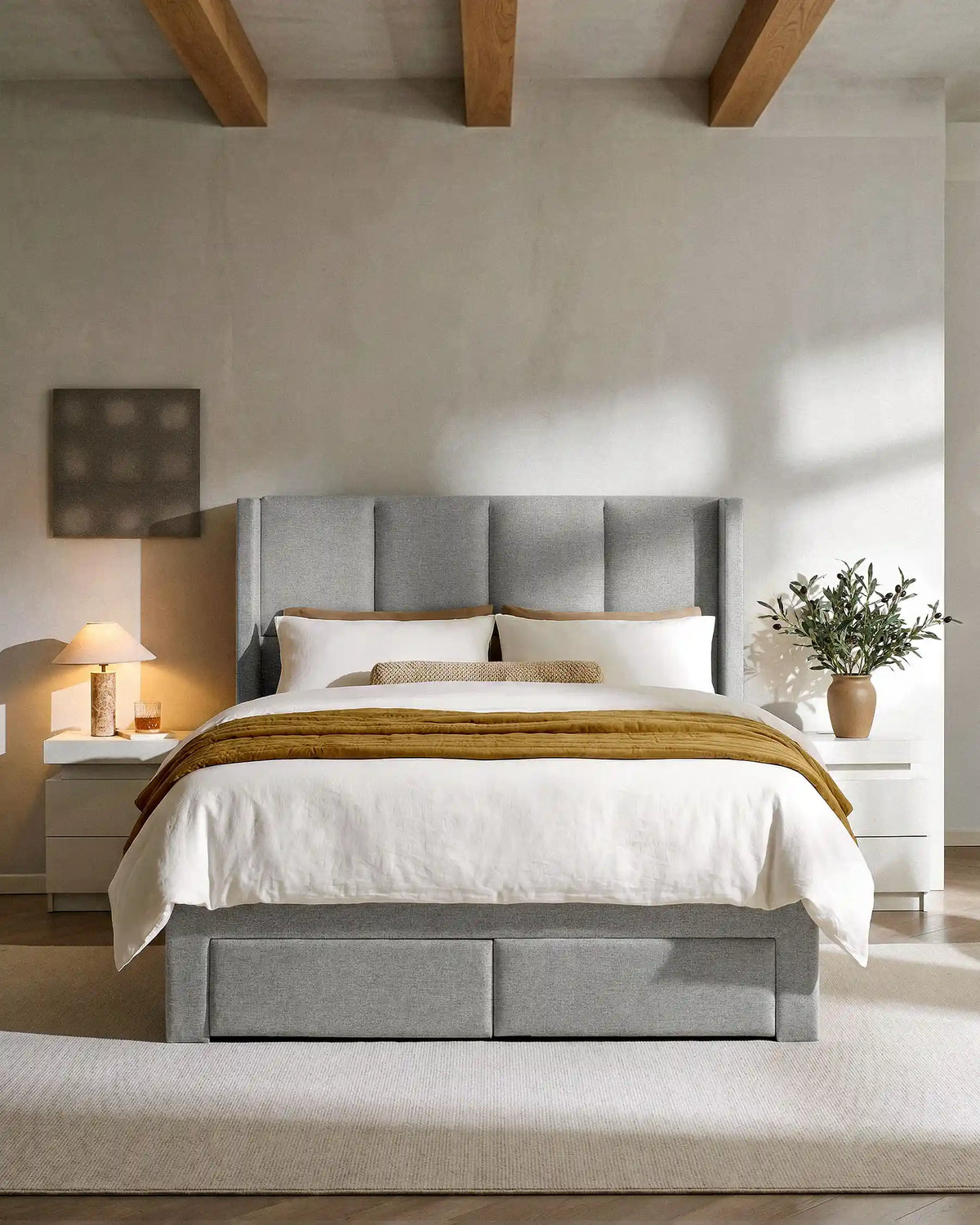 Luvon Upholstered Double Bed with Storage